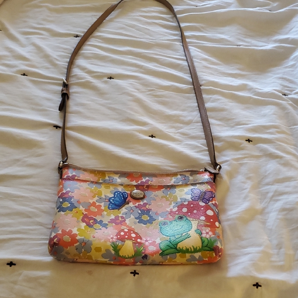 Coach Hand Painted Bag with Sweet Frog and Butterfly  🐸🦋 - Picture 9 of 11